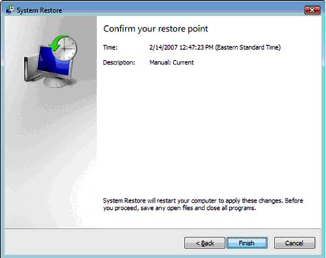 Using Windows Vista System Restore