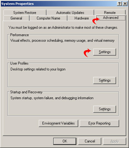 Speed up Windows XP by disabling visual effects