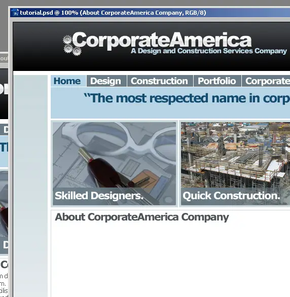Photoshop Corporate Construction Company Layout