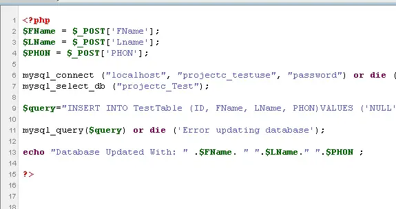 Inserting Data Into a MySQL Database using PHP
