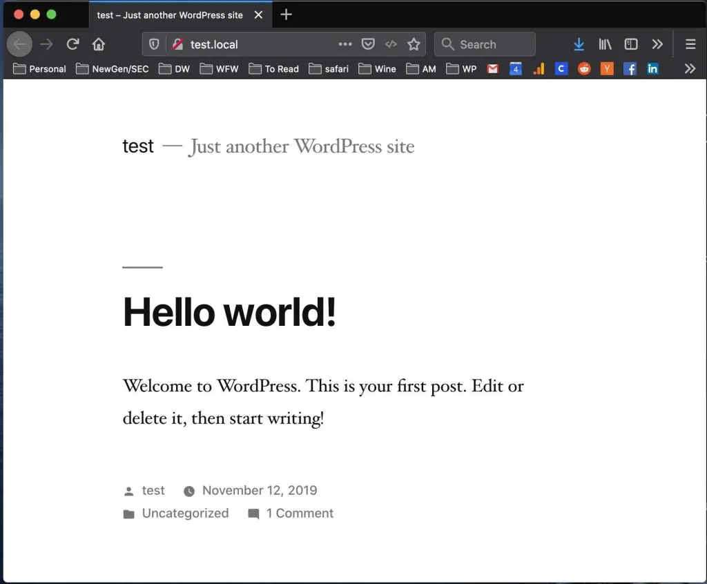see your new wordpress site in the browser